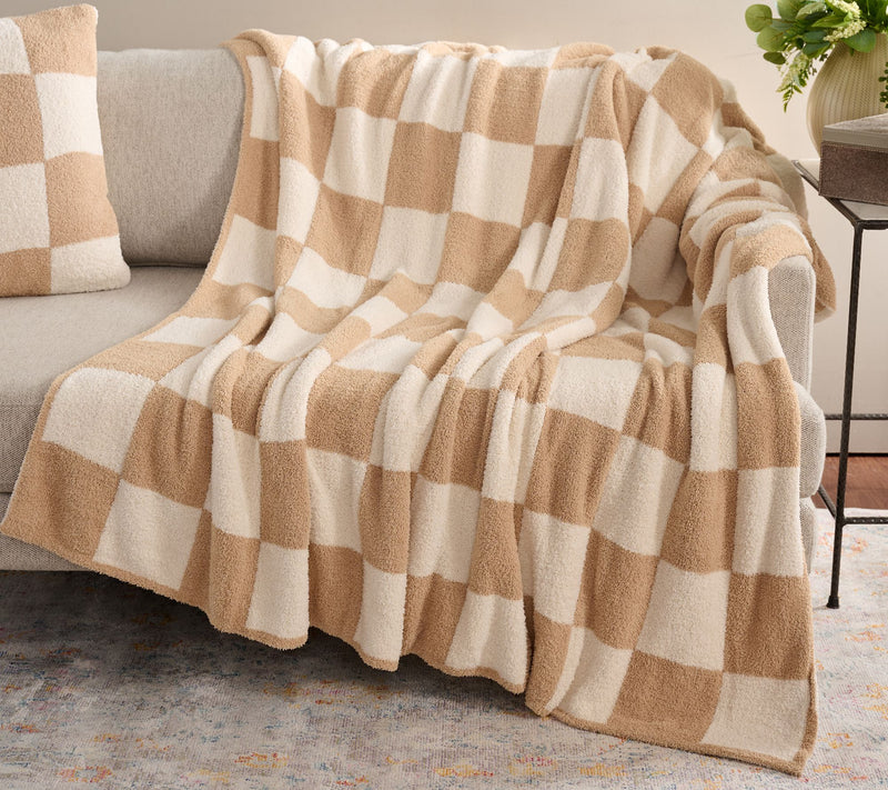 Fierce Home Cozy Knit 60" x 70" Checkered Throw — View 9