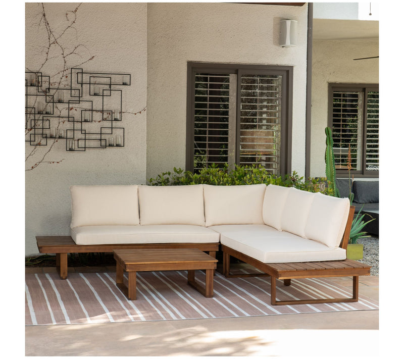 Linon Home Skypark Outdoor 4PC Lovseat Corner Table Set — View 6