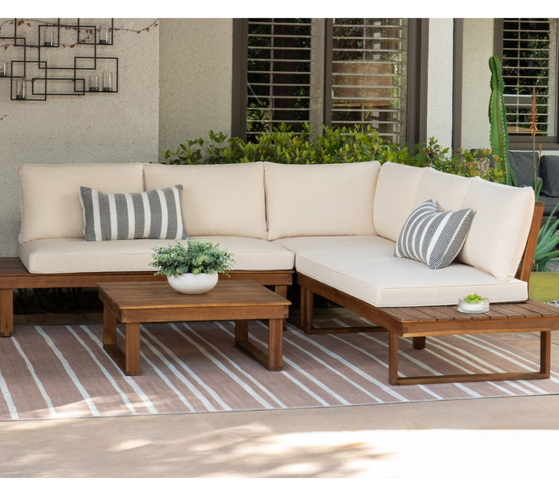 Linon Home Skypark Outdoor 4PC Lovseat Corner Table Set — View 8