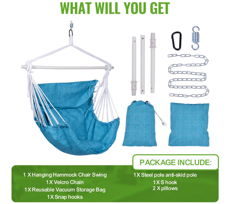 Backyard Expressions Hammock Chair with Pillows — View 15