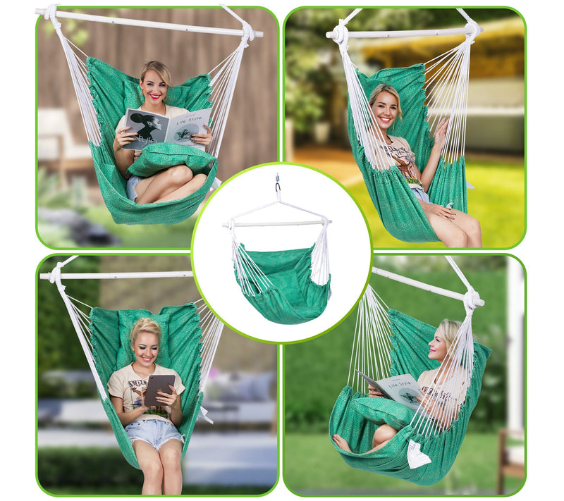 Backyard Expressions Hammock Chair with Pillows — View 13