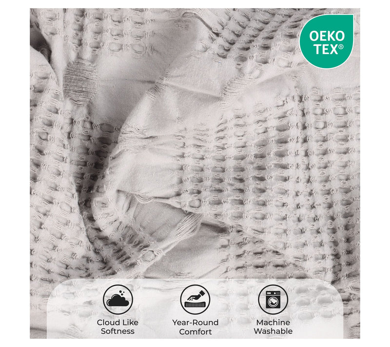 Superior Mai Geometric Waffle Cotton Blanket, Throw — View 7
