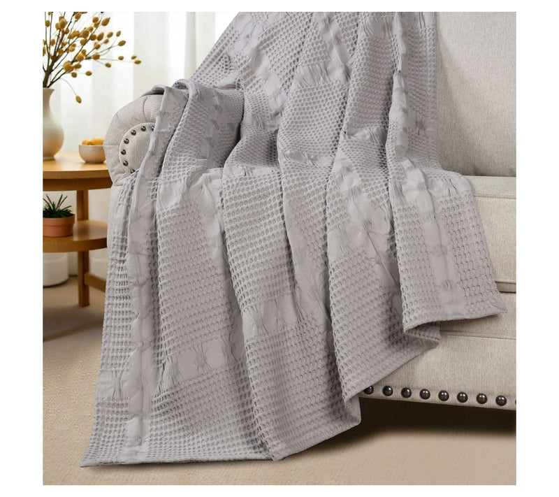 Superior Mai Geometric Waffle Cotton Blanket, Throw — Main view