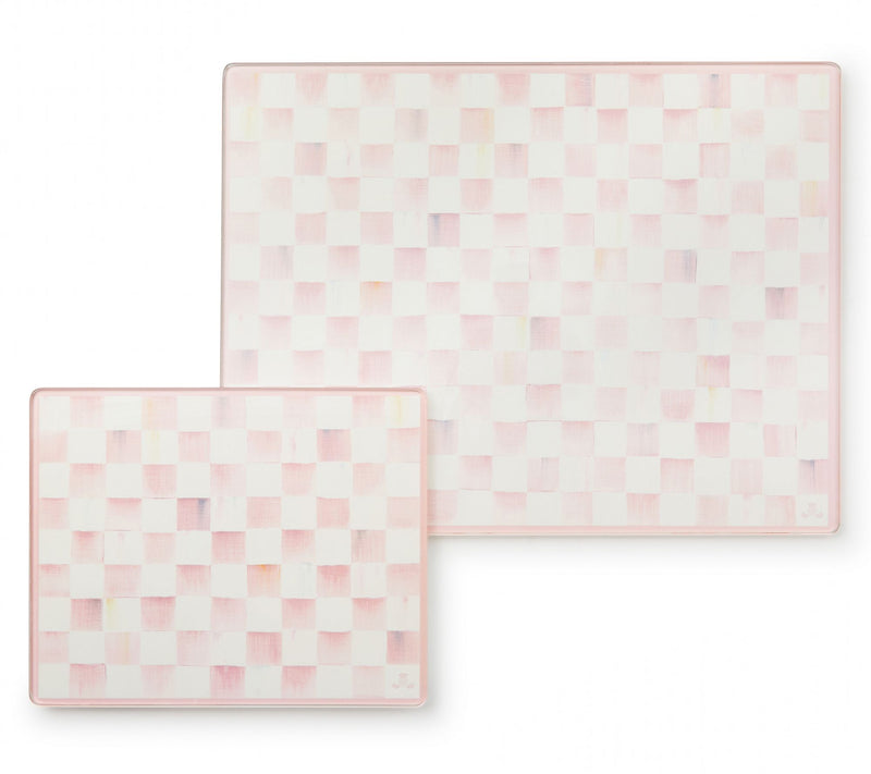 MacKenzie-Childs Set of 2 Rosy Check Glass Cutting Boards — Main view
