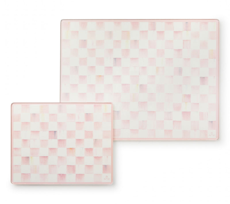MacKenzie-Childs Set of 2 Rosy Check Glass Cutting Boards — View 3