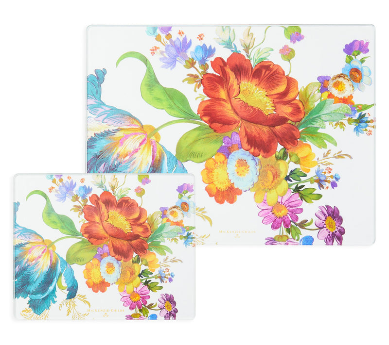 MacKenzie-Childs Set of 2 Flower Market Glass Cutting Boards — Main view