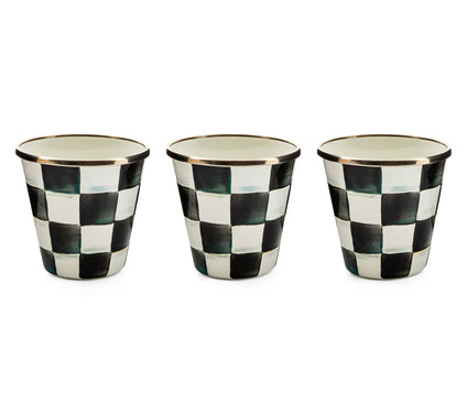 MacKenzie-Childs Set of 3 Courtly Check Herb Pots