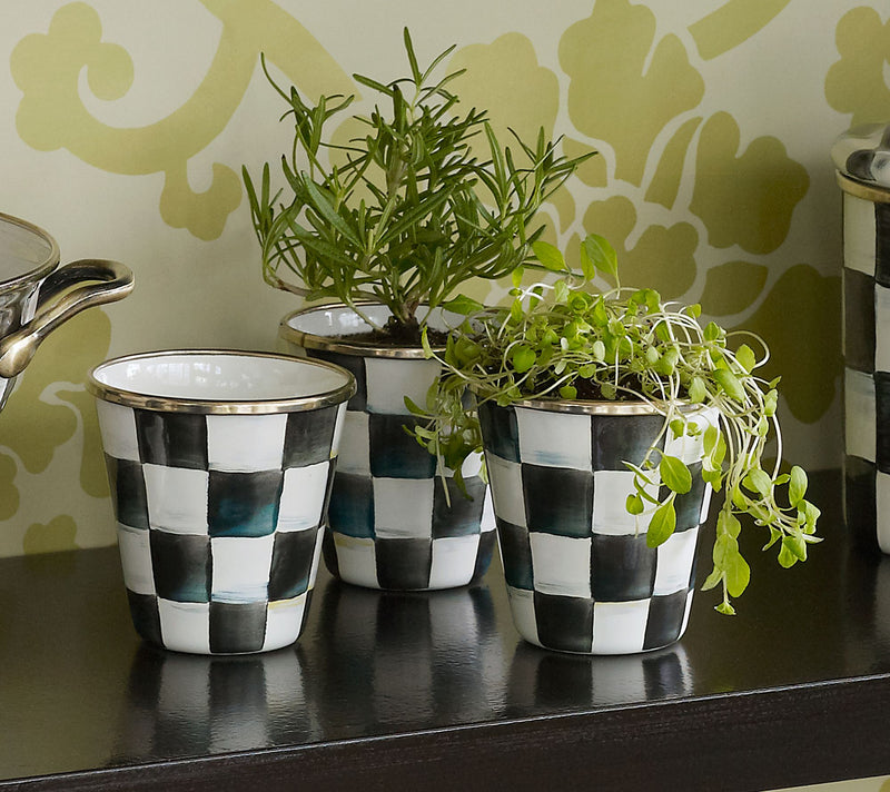 MacKenzie-Childs Set of 3 Courtly Check Herb Pots — View 6