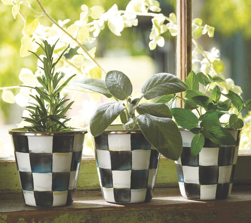 MacKenzie-Childs Set of 3 Courtly Check Herb Pots — View 5