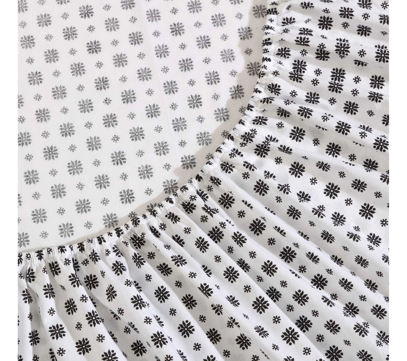 Eddie Bauer Fairisle Sprinkle White-Black QueenSheet Set — View 4