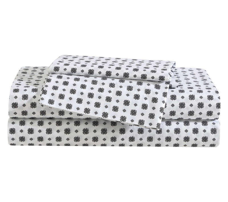 Eddie Bauer Fairisle Sprinkle White-Black QueenSheet Set — View 2
