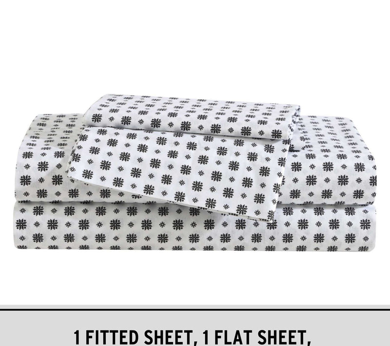 Eddie Bauer Fairisle Sprinkle White-Black QueenSheet Set — View 8
