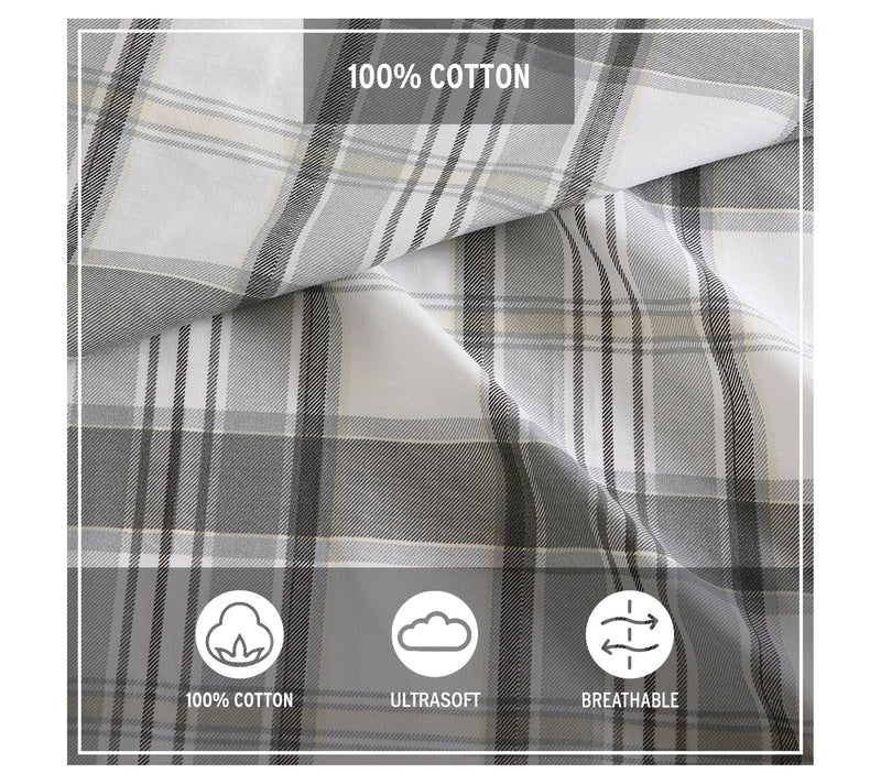 Eddie Bauer Chinook Plaid Ivory Twin Sheet Set — View 7