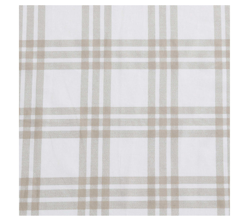 Eddie Bauer Basic Plaid White-Saddle Beige FullSheet Set — View 5