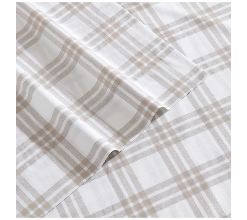 Eddie Bauer Basic Plaid White-Saddle Beige FullSheet Set — View 4