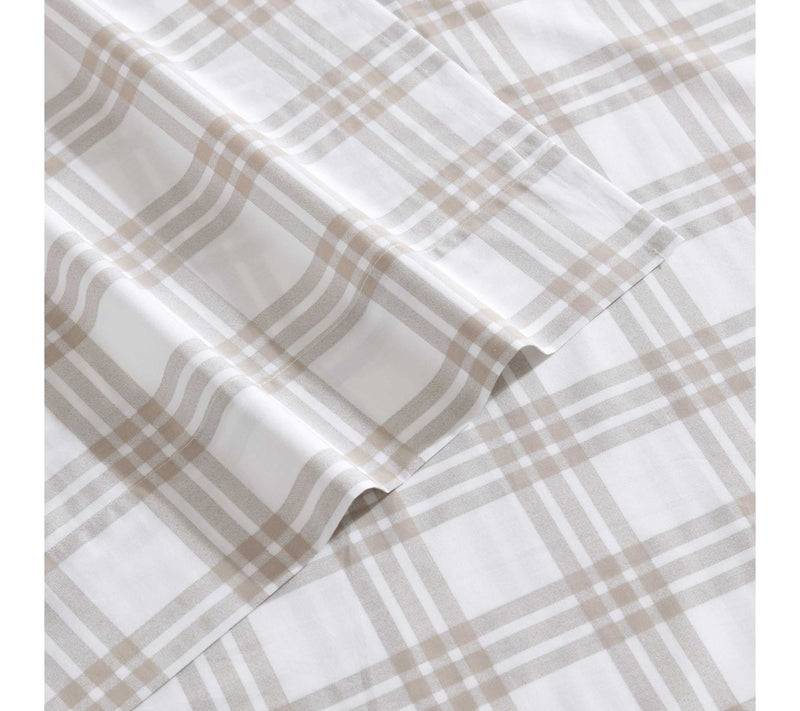 Eddie Bauer Basic Plaid White-Saddle Beige TwinSheet Set — View 4