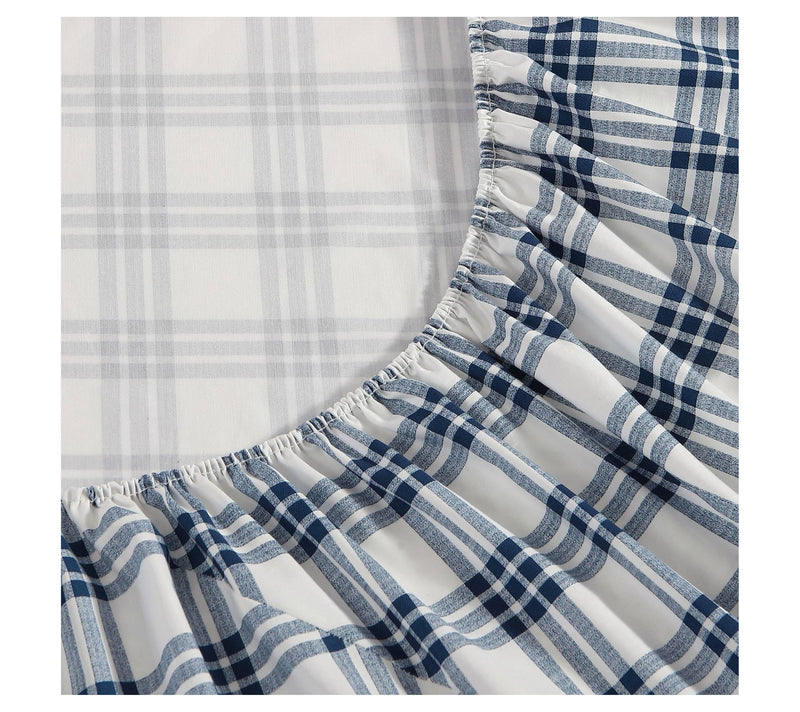 Eddie Bauer Basic Plaid Dusted Indigo Queen Sheet Set — View 3