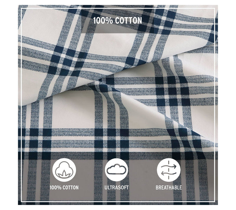 Eddie Bauer Basic Plaid Dusted Indigo Full Sheet Set — View 7