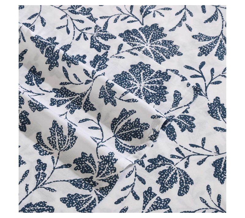 Eddie Bauer Woodblock Floral White-Blue Twin Sheet Set — View 4