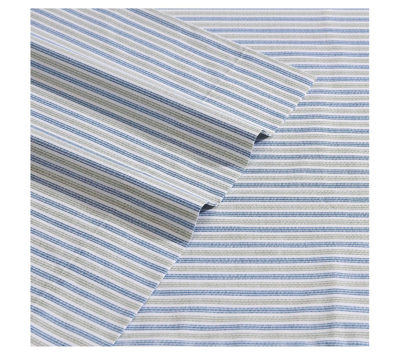 Eddie Bauer Ticking Stripe Navy Blue-Green KingSheet Set — View 3