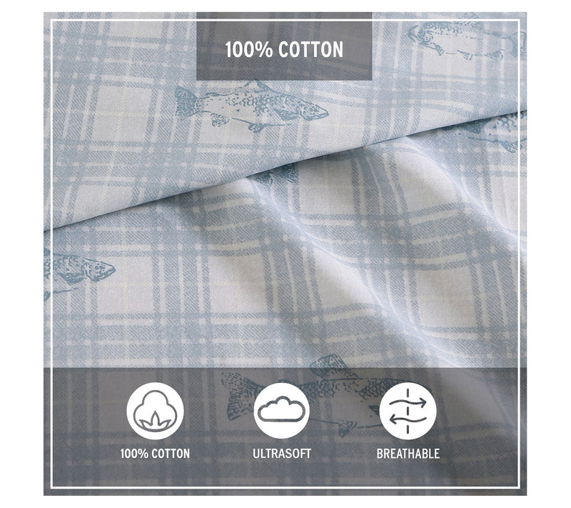 Eddie Bauer Methow Plaid Blue Queen Sheet Set — View 6
