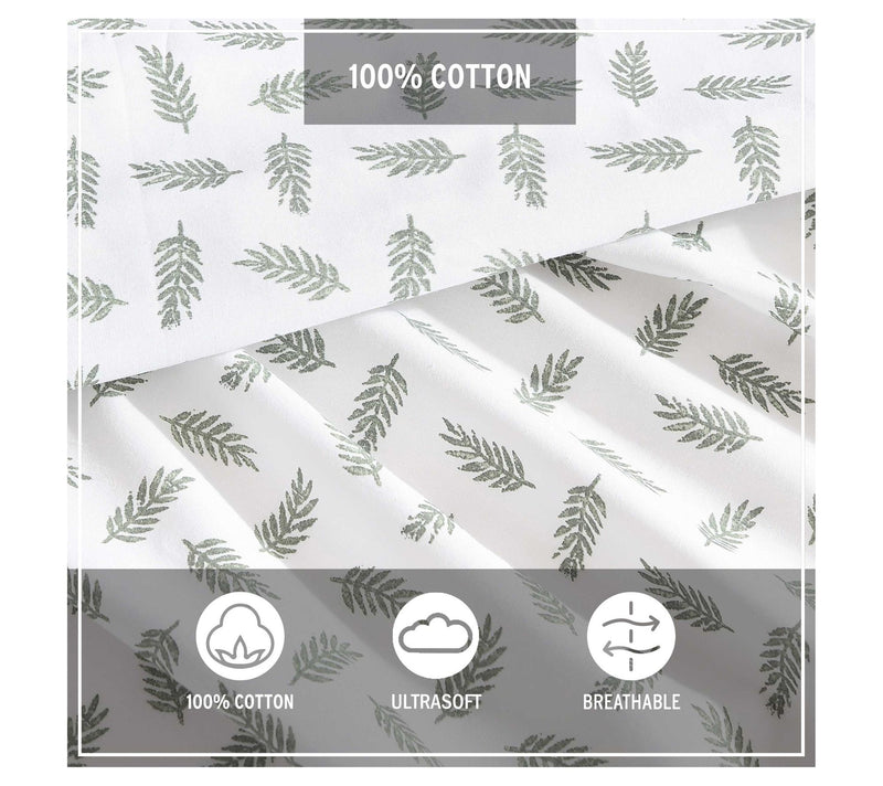 Eddie Bauer Laurel Leaves White-Green Queen Sheet Set — View 5