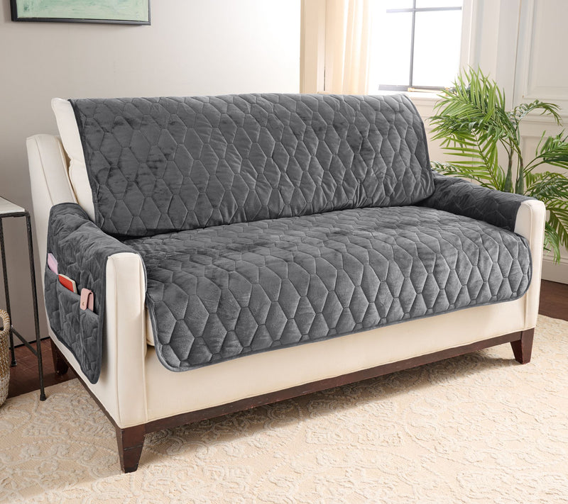 Home Reflections Micromink Pin-Sonic Loveseat Cover — View 8