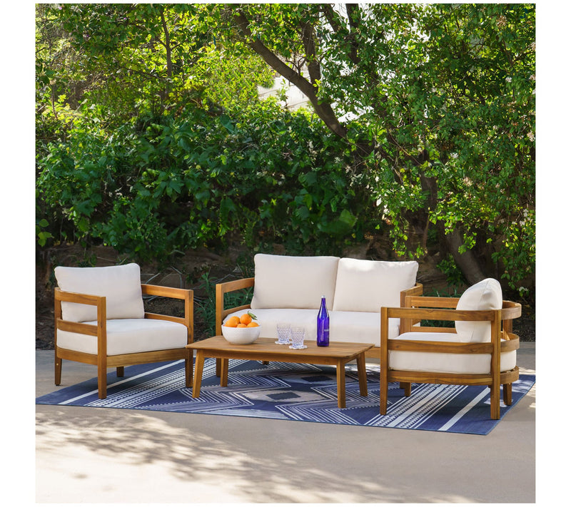 Linon Home Breton Outdoor Brown 4PC Set 2 ChairLoveseat Table — Main view