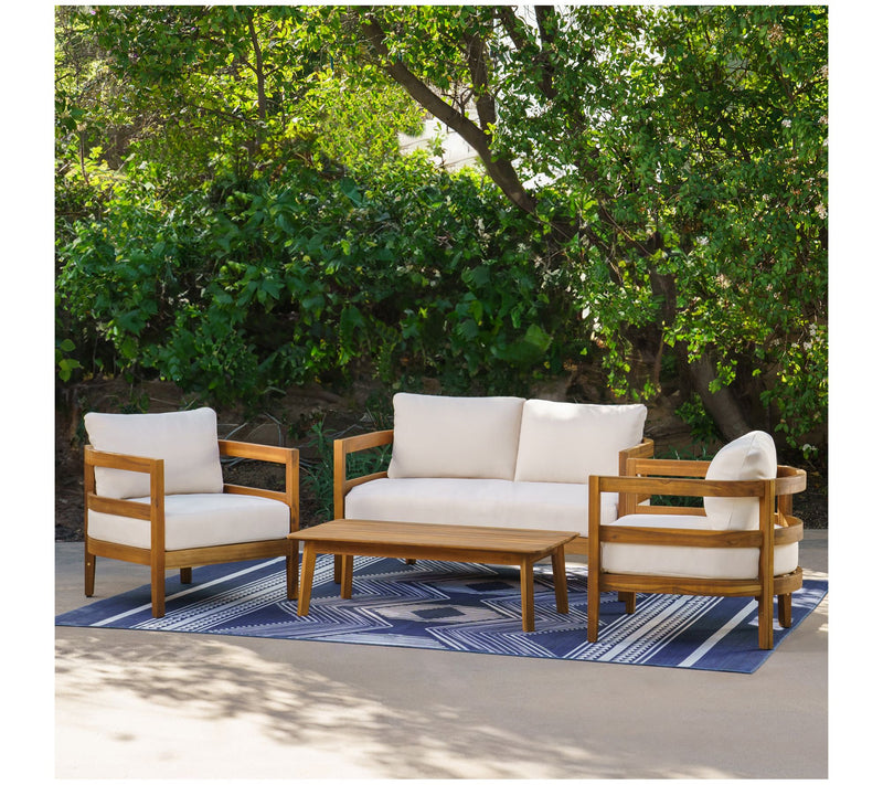 Linon Home Breton Outdoor Brown 4PC Set 2 ChairLoveseat Table — View 5