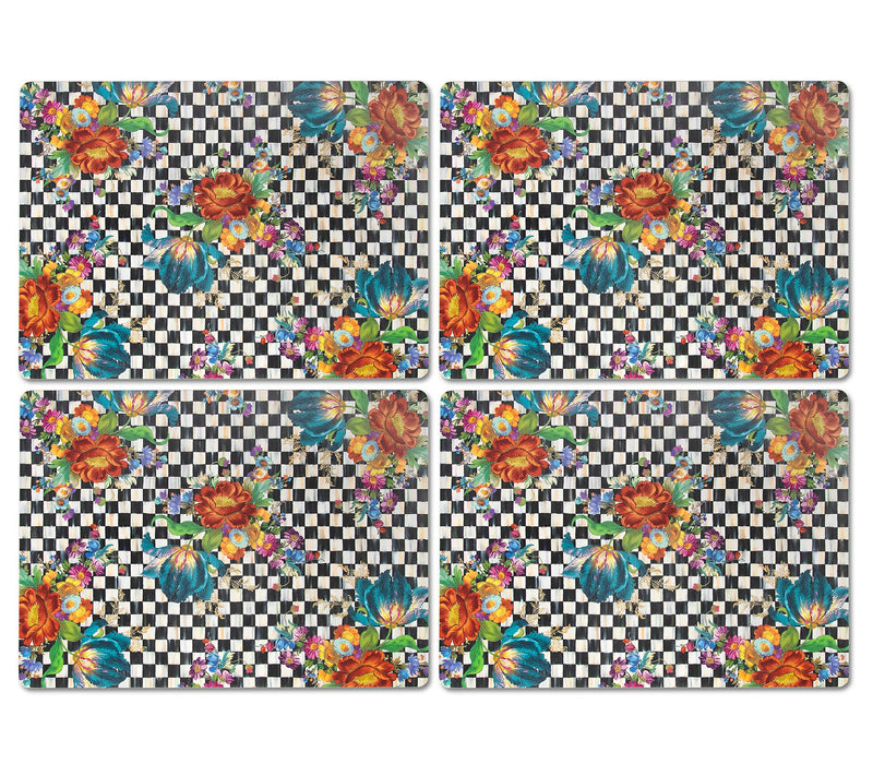MacKenzie-Childs Set of 4 Courtly Flower Cork Back Placemats — View 3