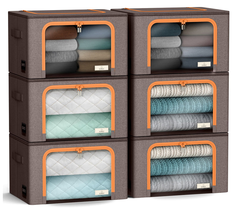 Sorbus 6pc Storage Bins with Metal Frame Windowand Handles — View 15