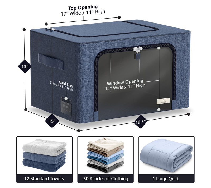 Sorbus 6pc Storage Bins with Metal Frame Windowand Handles — View 3