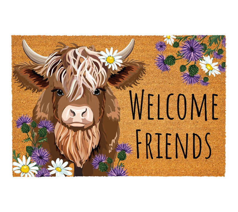 Evergreen 36"x24" Highland Cow Coir Doormat — View 3