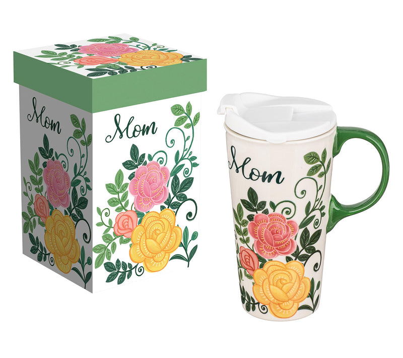 Evergreen 17oz Mom & Florals Ceramic Cup & GiftBox — View 2