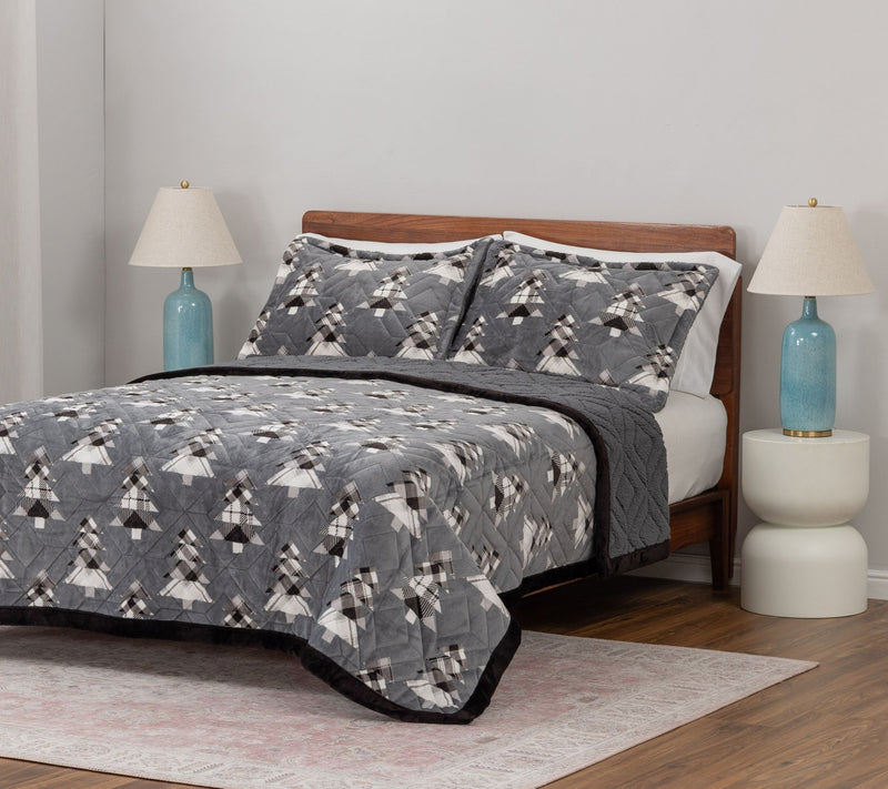 Berkshire Ultrasonic Velvetsoft rev. Sherpa Coverlet & Sham Set-QN — View 3