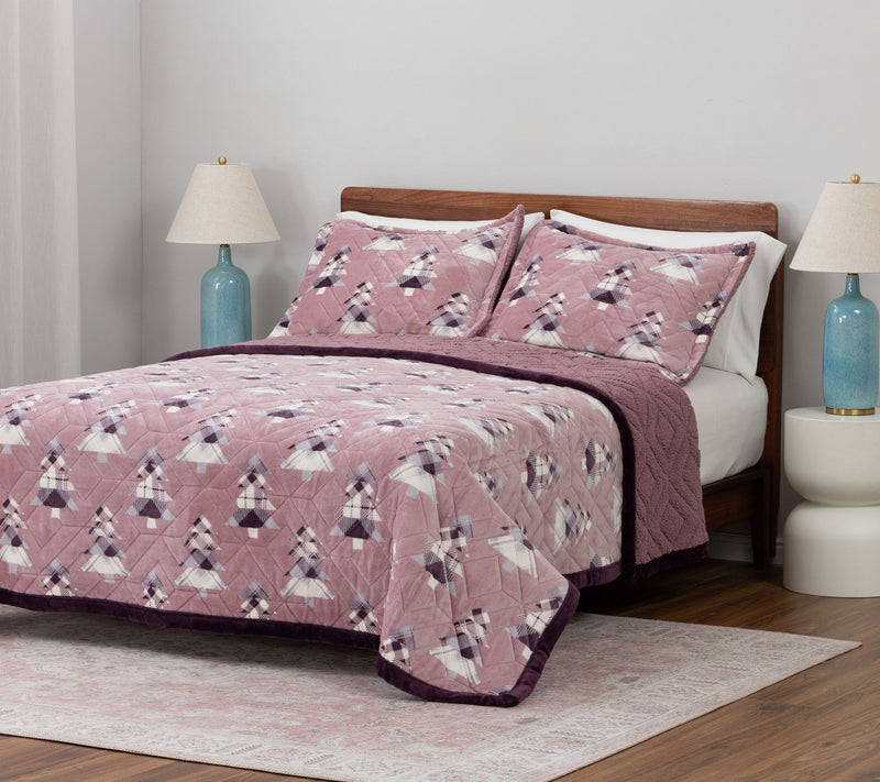 Berkshire Ultrasonic Velvetsoft rev. Sherpa Coverlet & Sham Set-QN — View 5