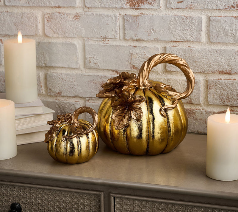 Set of 2 Pumpkins with Leaves by Valerie — View 8