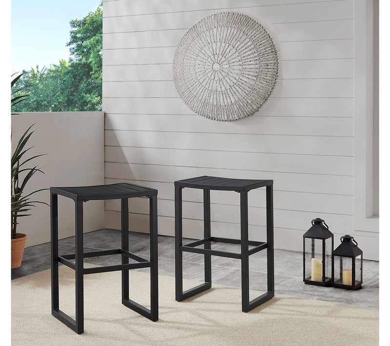 Linon Home Holland Aluminum Outdoor Barstool Black Set of 2 — View 7