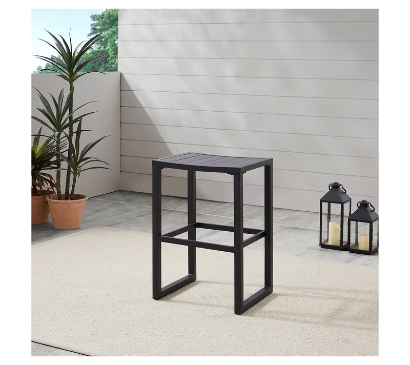 Linon Home Holland Aluminum Outdoor Barstool Black Set of 2 — View 5