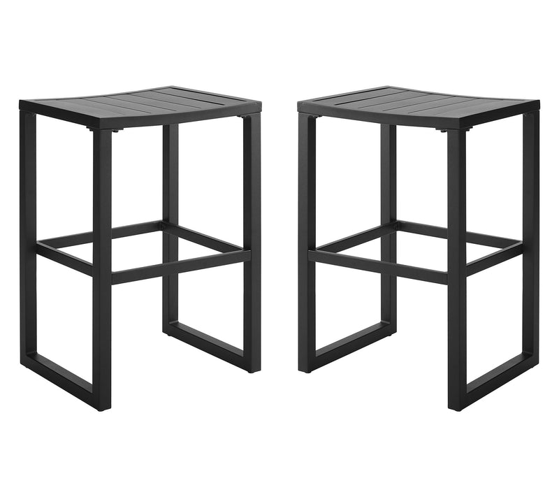 Linon Home Holland Aluminum Outdoor Barstool Black Set of 2 — View 2