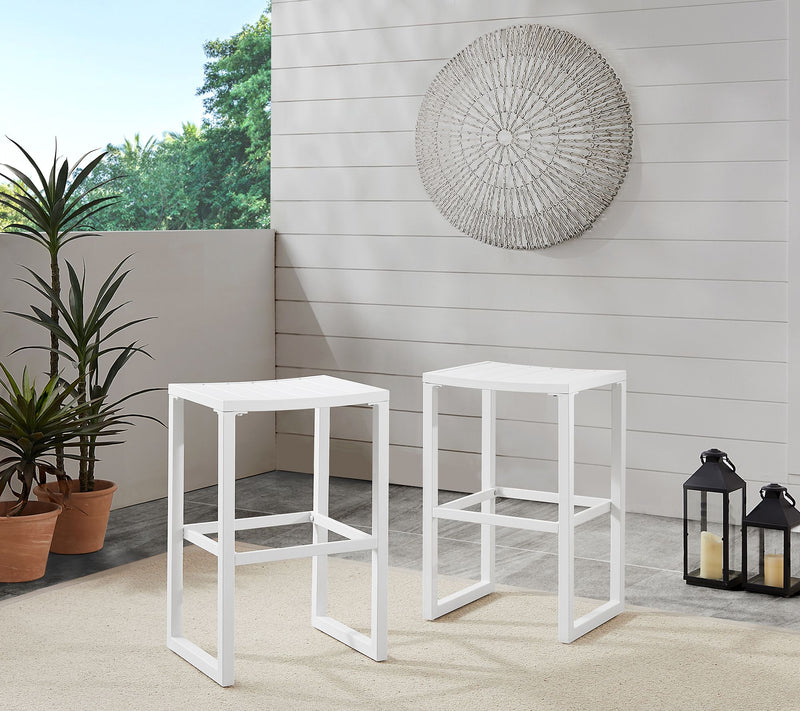 Linon Home Holland Aluminum Outdoor Barstool White Set of 2 — Main view
