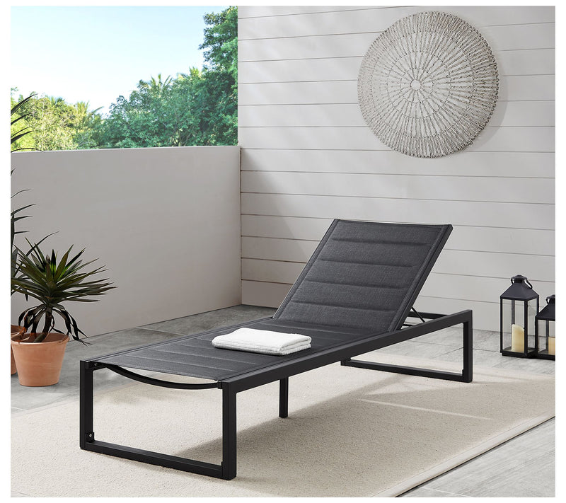 Linon Home Holland Aluminum Outdoor Chaise Lounge Black — View 8