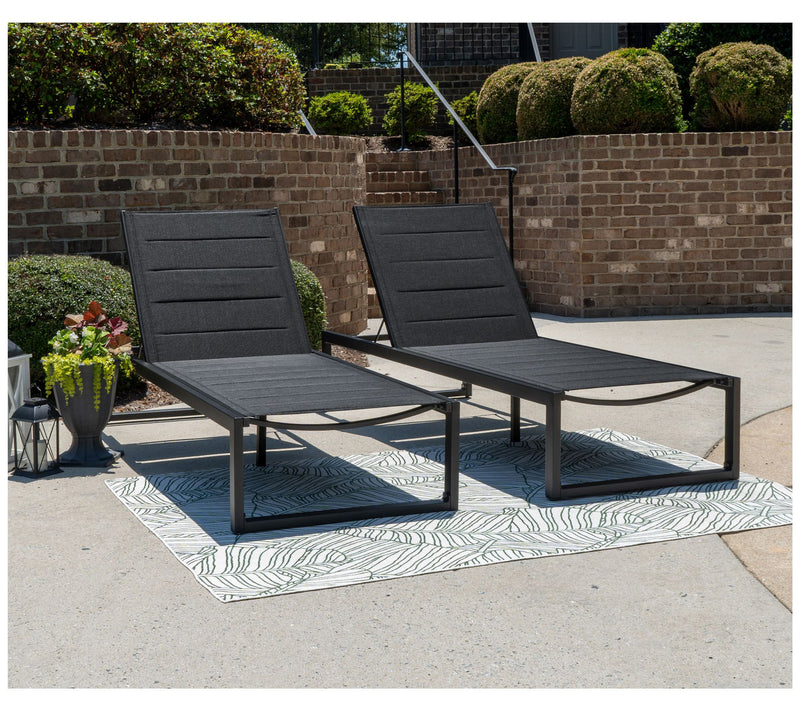 Linon Home Holland Aluminum Chaise Lounge BlackSet of 2 — View 7