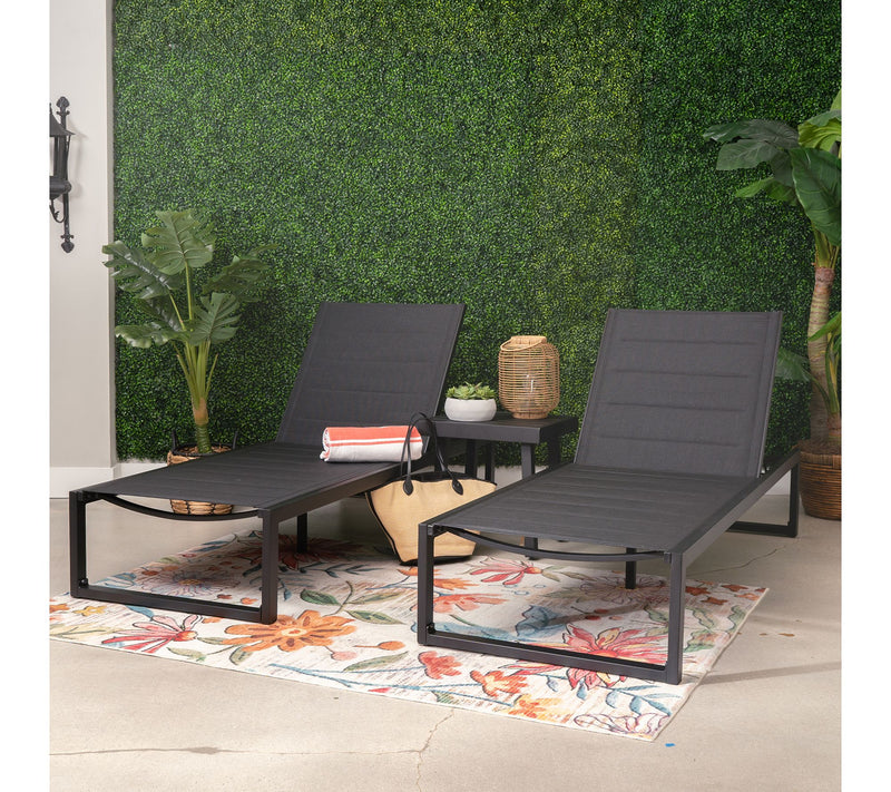 Linon Home Holland Aluminum 3PC Set Chaise andTable Black — View 7