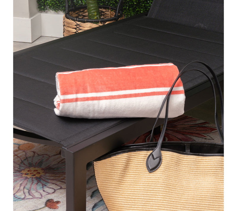 Linon Home Holland Aluminum 3PC Set Chaise andTable Black — View 5