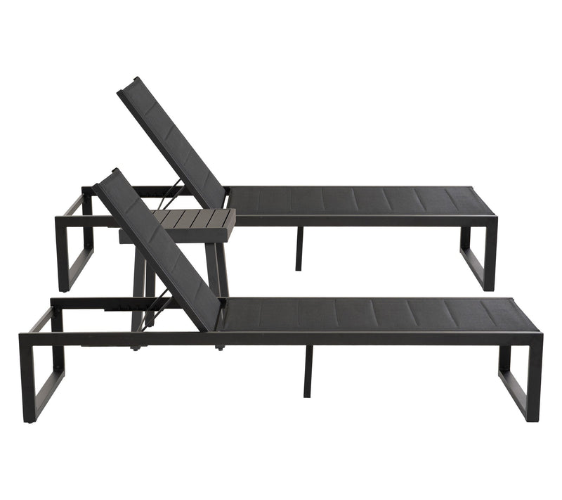 Linon Home Holland Aluminum 3PC Set Chaise andTable Black — View 4