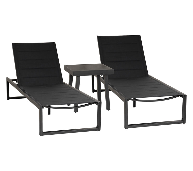 Linon Home Holland Aluminum 3PC Set Chaise andTable Black — View 2