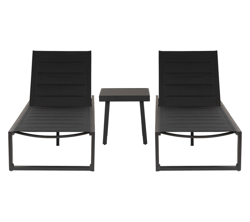 Linon Home Holland Aluminum 3PC Set Chaise andTable Black — View 3