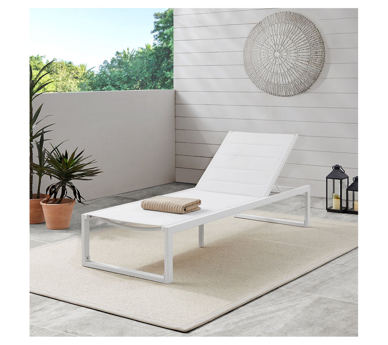 Linon Home Holland Aluminum Outdoor Chaise Lounge White — View 8