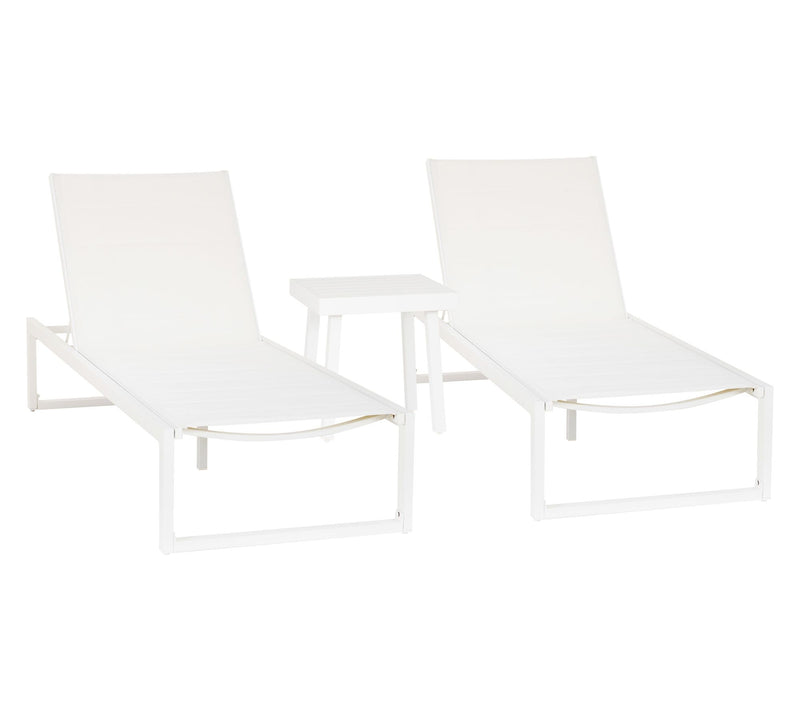 Linon Home Holland Aluminum 3PC Set Chaise andTable White — View 2